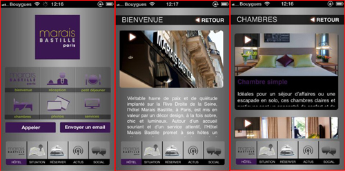 Hotel Marais Bastille, app iPhone